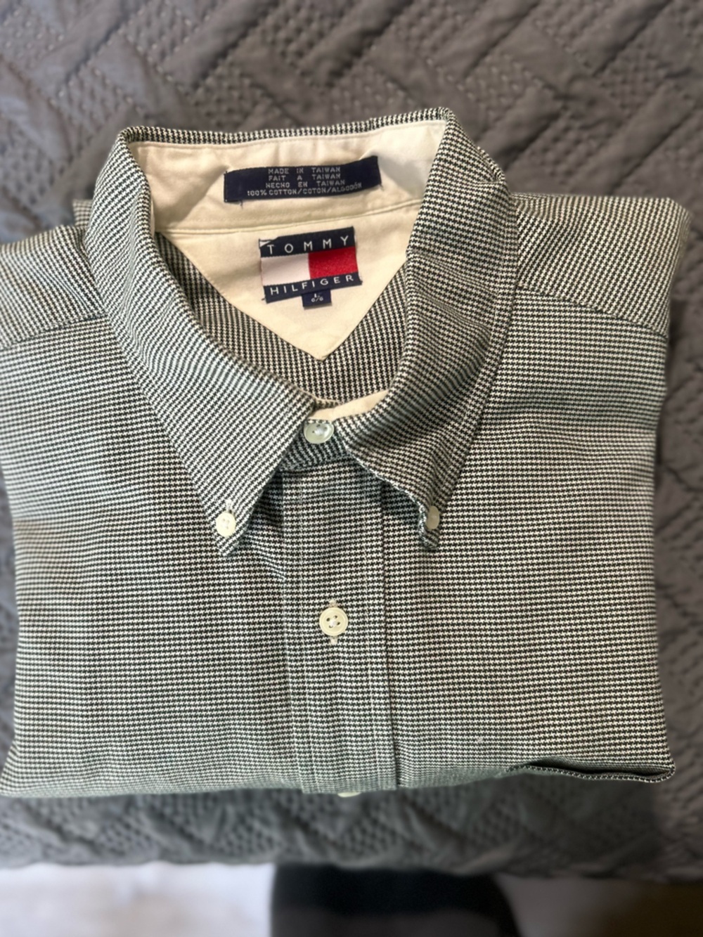 Tommy Hilfiger Black & White Micro-Check Button-Down Shirt